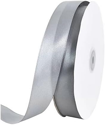 TONIFUL 1 Inch x 100yds Silver Satin Ribbon, Thin Solid Color Satin Ribbon for Gift Wrapping, Crafts, Hair Bows Making, Wedding Party Decoration, Invitation Cards, Floral Bouquets, Christmas
