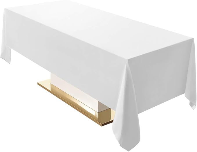 Surmente White Rectangle Tablecloth 60 x 102-inch Rectangular Polyester Table Cloth for Weddings, Banquets, or Restaurants