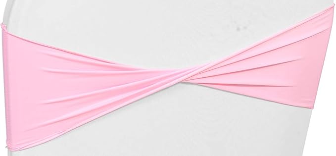 VDS Pack of 300 PCS | Pink | Spandex Chair Sashes Bows Without Buckle | Stretch Elastic Banquet Universal Folding Chair Band Tie with for Wedding Party Conference Celebration Event Decoration