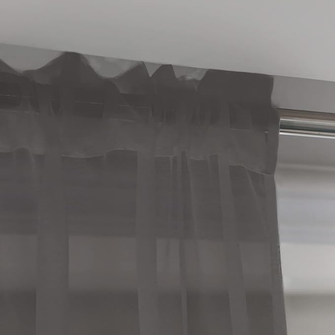Window Dark Gray Sheer Curtains 95 Inches Long 2 Panels Sheer Curtain Basic Rod Pocket Panel for Bedroom Children Living Room Yard Kitchen (Dark Gray, 52" W x 95" L | 2 pcs)