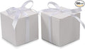 COTOPHER 100pcs Wedding Favor Boxes, Paper Gift Boxes 3x3x3 Inches Small Gift Boxes with Ribbons Small Boxes for Gifts, Crafting, Cupcake, Candy, Bridesmaid Proposal Boxes，Easy Assemble Boxes (White)