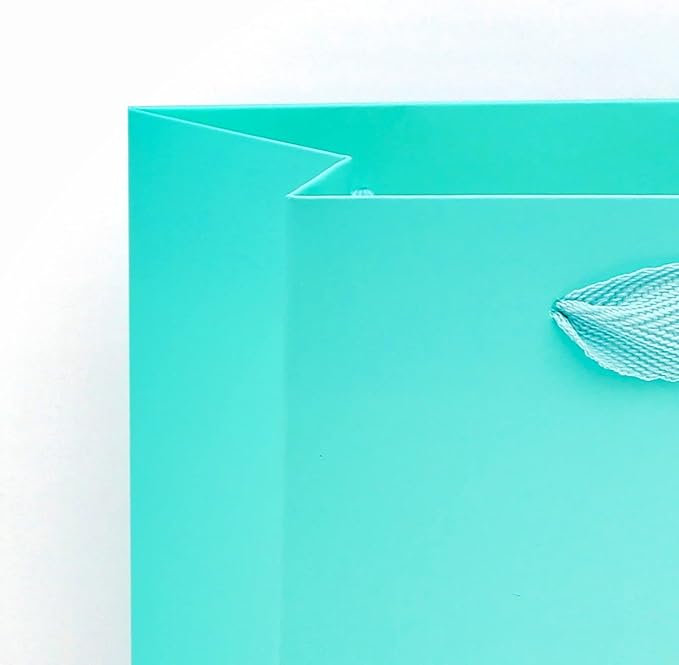 Teal Blue Paper Gift Bag Small Square Bottom Kraft Paper Bags with Handles for Wedding Baby Shower Birthday Party (Teal Blue, 6 x 6 x 6 in, 10 CT)