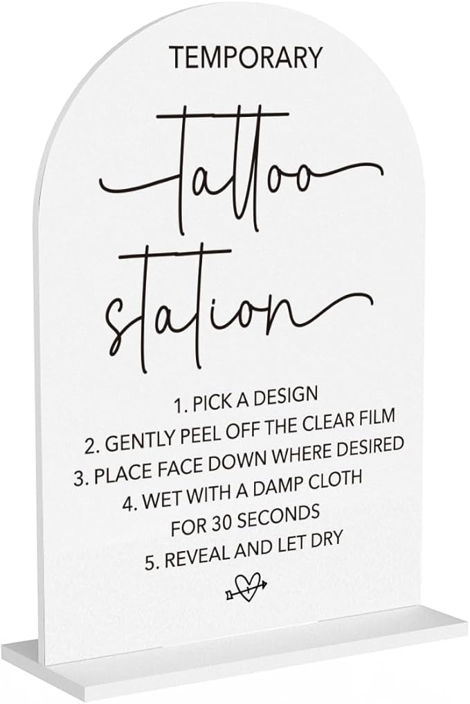 Wedding Tattoo Sign Temporary Tattoo Station Sign for Wedding Engagement Bridal Shower Bachelor Party Tattoo Bar Acrylic sign for Table Desk