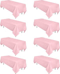 8 Pack Pink Tablecloth 60 x 102 Inch Rectangular Tablecloths for 6 Foot Rectangle Tables, Wrinkle Resistant Pink Table Cloth Washable Polyester Fabric Table Covers for Buffet Wedding Party Banquet