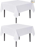 sancua White Square Tablecloths 54x54 Inch, 2 Pack - Fabric Table Cloth for Square or Round Tables, Washable Polyester Table Cover for Dinner, Holiday Party, Decorative Display Tables