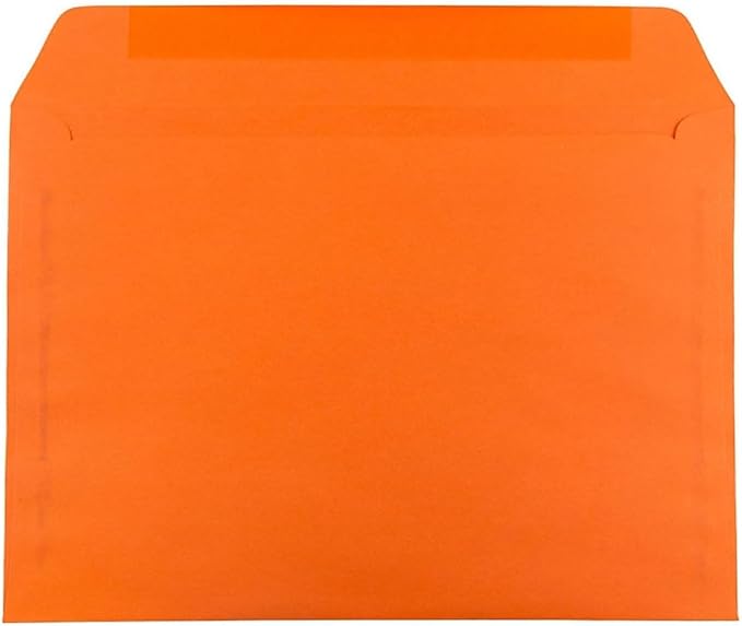 JAM PAPER 9 x 12 Booklet Colored Envelopes - Orange Recycled - Bulk 250/Box