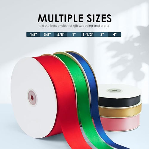 1 Inches x 100 Yards Polyester Satin Ribbon, Solid Color Golden Satin Ribbon for Crafts, Gift Wrapping, Hair Bows, Wedding Party Decoration, Bow Making & Other Projects (Golden)