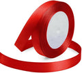 KMER LIFE 5/8 Inches x 25 Yards Red Satin Ribbon Solid Fabric Ribbons for Crafts, Wedding Decor, DIY Hair Accessories, Sewing, Gift Package Wrapping, Valentine's Day Bouquet and More