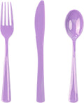 WDF 160 Piece Purple Plastic Silverware - Heavy Duty Purple Silverware Includes 80 Forks, 40 Spoons, 40 Knives, Lavender Plastic Utensils Perfect for Wedding, Party