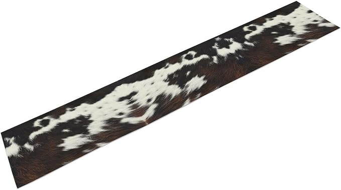 Cow Print Table Runner, Brown Cowhide Print Western Style Table Runner Country Farmhouse Cottage Cow Patten Table Decoration for Home Kitchen Dining, 13x36 Inch