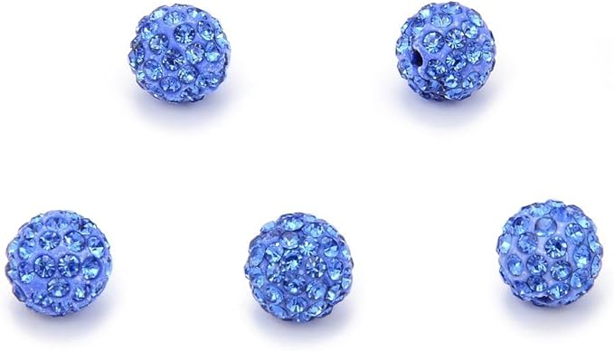 100pcs Adabele Grade A Suncatcher Crystal Rhinestone Pave Loose Beads 8mm Light Sapphire Blue Polymer Clay Disco Ball Spacers Compatible with Shamballa All Craft Jewelry Making DB8-14