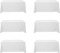 BRILLMAX 6 Pack White Tablecloths for 6 Foot Rectangle Tables 90 x 132 Inch - 6ft Rectangular Bulk Linen Polyester Fabric Washable Cloth Cover for Wedding Reception Banquet Birthday Party