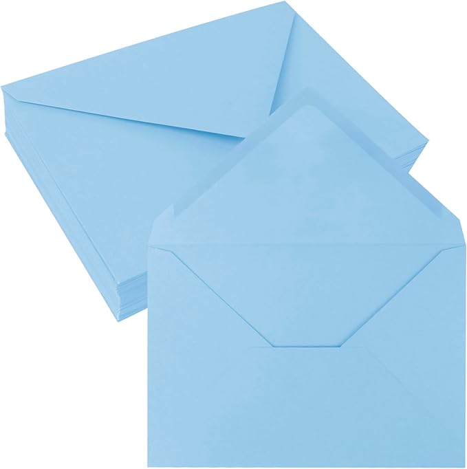 50 Pack 4x6 Envelopes Letter Size, Blue A4 Envelopes Self Seal for Wedding Invitation, Envelope 4.3x6.3 for Greeting Cards, Photos, Baby Shower, Graduation, Thank You Cards, Announcements