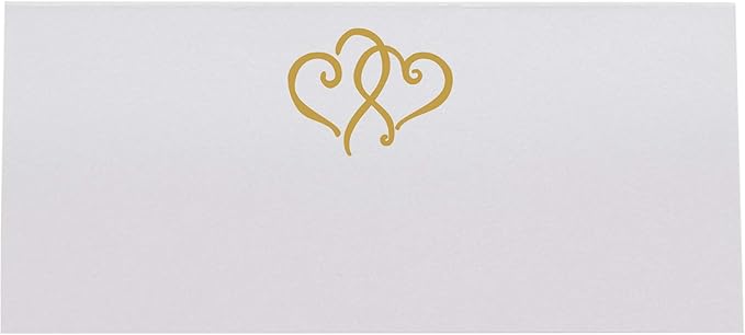 Linked Hearts Place Cards, Gold (Choose Color), Set of 25, Pre-cut and Scored - Wedding, Party, Dinner, and Special Events - Made in the USA