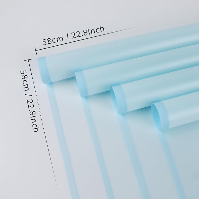 NESCCI 20 Sheet Flower Wrapping Paper - Waterproof Floral Bouquet Wrapping Paper, Florist Supplies Packaging Paper for Wedding Birthday Gift DIY (Translucent Light Blue)