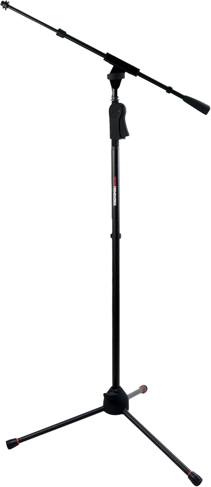Gator Frameworks Deluxe Tripod Microphone Stand with Clutch Height Adjustment and Telescopic Boom Arm, (GFW-MIC-2120)