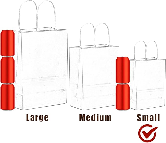 qiqee 50-Packs Gift Bag with Handles Bulk Light Blue Paper Bags Multiple Uses (8.3"x3"x6" Small Size)
