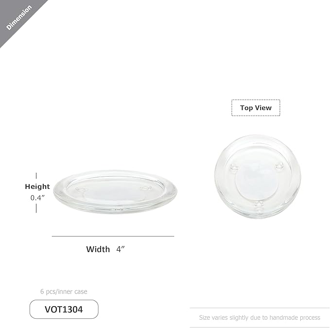 WGV Tea Light Votive Candle Holder Plate 4" W, Clear Flat Plate Glass, Small Home Accent Decor, 24 Pc