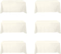 BRILLMAX 6 Pack Ivory Tablecloths for 6 Foot Rectangle Tables 90 x 132 Inch - 6ft Rectangular Bulk Linen Polyester Fabric Washable Cloth Cover for Wedding Reception Banquet Birthday Party