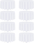 8 Pack White Round Tablecloth 108 Inch White Table Cloth Stain and Wrinkle Resistant Round White Tablecloths Reusable and Washable Polyester Fabric Table Covers for Buffet Wedding Party and Banquet