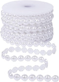 10mm Pearl Garland Half-Round 11 Yards Flat Craft Pearls Bead String Roll Strand for Wedding Party Christmas Tree Decoration (White)
