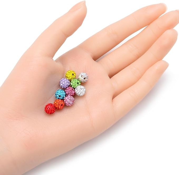 100pcs Adabele Grade A Suncatcher Crystal Rhinestone Pave Loose Beads 8mm Light Sapphire Blue Polymer Clay Disco Ball Spacers Compatible with Shamballa All Craft Jewelry Making DB8-14