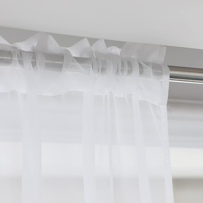 Window White Sheer Curtains 120 Inches Long 2 Panels Sheer White Curtains Basic Rod Pocket Panel for Bedroom Children Living Room Yard Kitchen