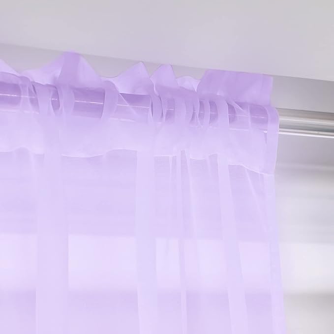 Window Purple Sheer Curtains 84 Inches Long 2 Panels Sheer Curtain Basic Rod Pocket Panel for Bedroom Children Living Room Yard Kitchen (Purple, 52" W x 84" L | 2 pcs)