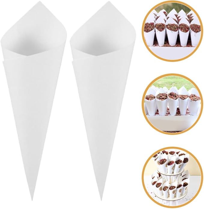 PRETYZOOM 60pcs Flower Cones Confetti Cones Rose Petal Candy Kraft Paper Cones Party Accessory Congratulation Accessories .07inches