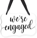 Acrylic Wedding Sign, Ring Bearer Sign, We're Engaged Decorations, for Rustic Wedding Decor Signs, Acrylic Hanging Signs With Ribbon for Chairs Weddings Reception Decorations and Event Party (White)