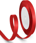 3/8 Inch 25 Yards Satin Ribbon Red, Solid Color Fabric Ribbon for Gift Wrapping, Wedding, Polyester Gift Ribbon for Birthday Party Decoration, Craft, Hair, Floral, Sewing