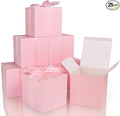 COTOPHER Small Gift Boxes 25 Pack 5x5x5 inches Pink Gift Boxes with Lids for Gifts, Crafting, Wedding Party Favor, Cupcake Boxes, Candy, Bridesmaids Proposal Box with Ribbons and Stickers