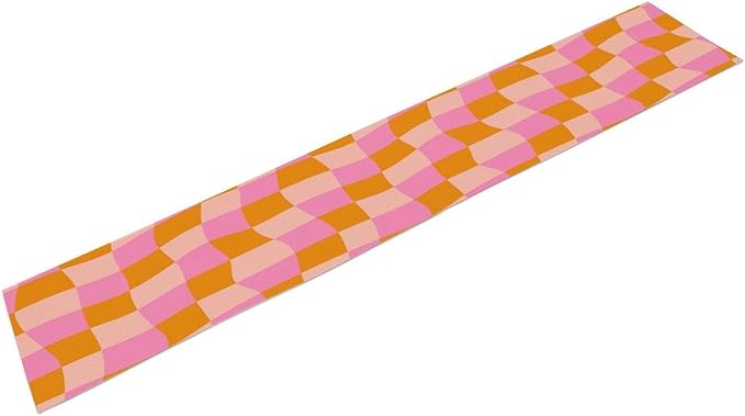 Checkered Table Runner Orange Retro 60s70s Boho Style Kitchen Restaurant Decoration Suitable for Indoor and Outdoor Festival Home Wedding Party Table Runner 13x120 Inch