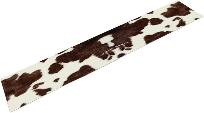 Cow Skin Print Table Runner, Safari Wildlife Brown Country Farm Cowhide Pattern Cotton Linen Rustic Cottage Table Runner for Dinning Home Party Holidays Home Setting, 13x60 Inch