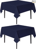 sancua Square Tablecloths 70x70 Inch, 2 Pack - Navy Blue Fabric Table Cloth for Square or Round Tables, Washable Polyester Table Cover for Outdoor Party, Birthday, Decorative Display Tables