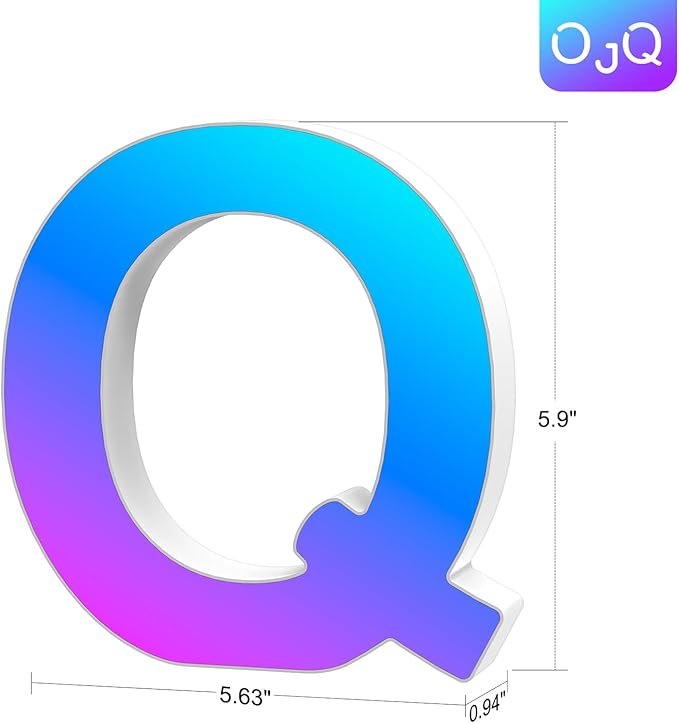 OJQ Light Up Letters LED Letter - Marquee Letters Room Decor Alphabet Letter Music Sync Color Change Colorful - Christmas Birthday Gifts for Girl - Teen Girls Gifts Party Home Wall Decor