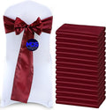 MDS Pack of 125 PCS Satin Chair Sashes Charmeuse Sateen Dining Chair Bows Ribbon Ties Back Sash for Wedding Party Birthday Home Hotel Restaurant Banquet Decoration (7 x 108 Inch, Burgundy)
