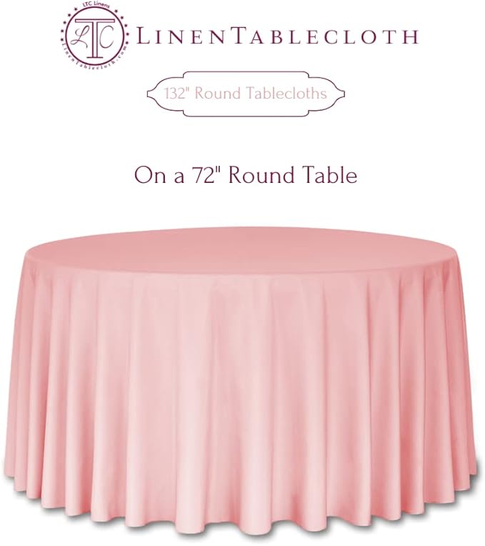 LinenTablecloth 132-Inch Round Polyester Tablecloth Black