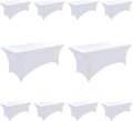 10-Pack 8ft White Spandex Table Covers for Rectangle Folding Tables - Washable Elastic Tablecloth - Ultimate Fitted Table Protector for Parties, Trade Shows, Banquet, and Wedding