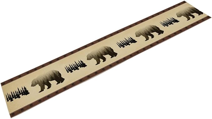 Vintage Bear Table Runner Forest Retro Rustic Cabin Farmhouse Table Runner for Party Dinner Bedroom Living Room Kitchen 13x120 Inch