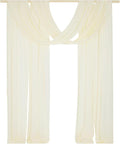 SHERWAY 2 Panels 30Ft Extra Long Chiffon Arch Drapes for Wedding Party Reception Backdrop Ceremony Swag Decoration (Ivory & Ivory)
