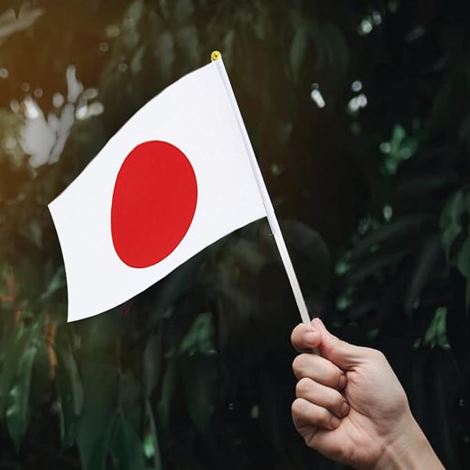 Japan Flag Japanese Flag, Small Mini Handheld Japan Flags on Stick, Ideal for Party Parades Sports Events Patriotic Festival Decorations