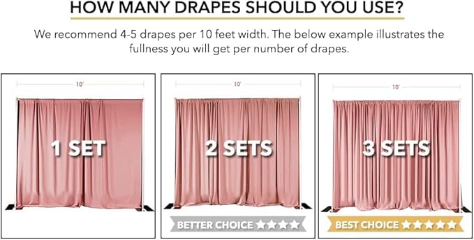 AK TRADING CO. 10 feet x 8 feet IFR Polyester Backdrop Drapes Curtains Panels with Rod Pockets - Wedding Ceremony Party Home Window Decorations - Peach