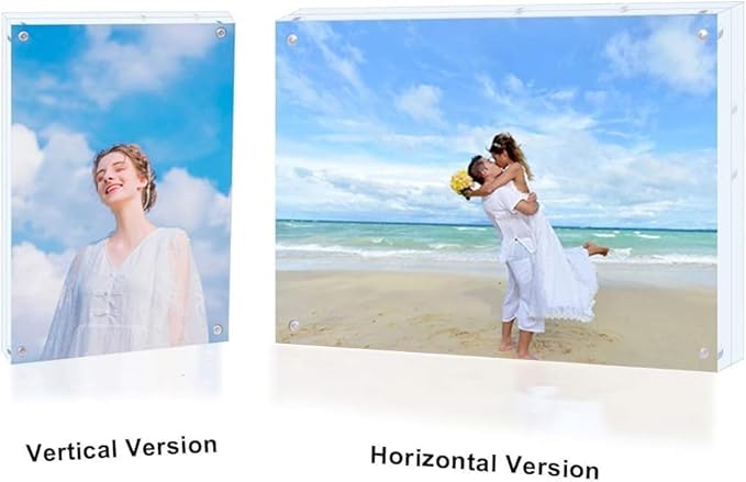 2 Pack 11x14 Acrylic Picture Frame,Clear Double Sided Magnetic Frames With Stand,Frameless Floating Frame for Artwork Poster Certificate Document
