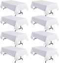sancua 8 Pack White Tablecloth 60 x 120 Inch, Rectangle Table Cloth for 8 Feet Tables - Stain and Wrinkle Resistant Washable Polyester Table Cover for Dining Tables, Buffet Parties and Camping