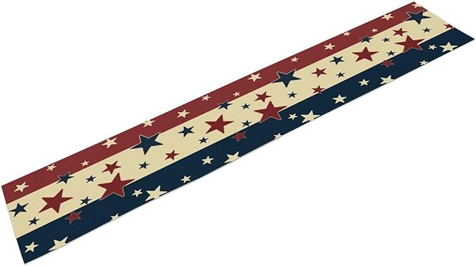 Memorial Day Table Runner, 4th of July American Patriotic Independence Day Stars Stripes Print Table Runne for Summer Holiday USA Home Decoration Party,13x108inch