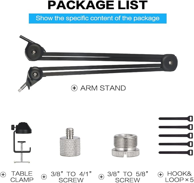 BOMGE heavy duty gaming Mic Boom Arm,Adjustable Studio Microphone Stand Arm for Blue Snowball, Blue Snowball ICE, Blue Yeti,Radio Broadcasting and Gaming