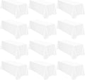12 Pack Polyester Rectangle Tablecloth 90 x 132 Inch White Tablecloth for 6 Ft Rectangle Tables,Washable Fabric Table Covers Polyester Table Clothes for Wedding Parties Banque