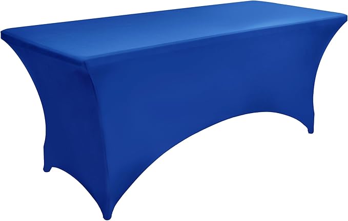 6-Pack 6ft Spandex Table Covers for Rectangle Standard Folding Tables - Wrinkle Resistant Stretch Tablecloths - Ultimate Fitted Table Protector for Parties, Trade Shows, Wedding