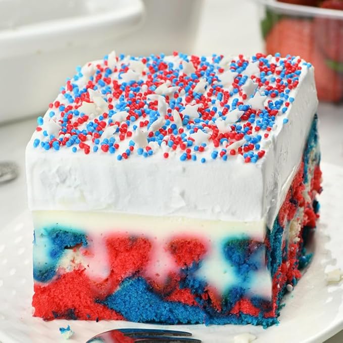 Red White & Blue Sprinkles for Baking (7oz) - Patriotic Nonpareils & Mini Pearls Mix, 4th of July Cake Decorations, Cookie & Cupcake Topper, Ice Cream Toppings, USA Flag Colors